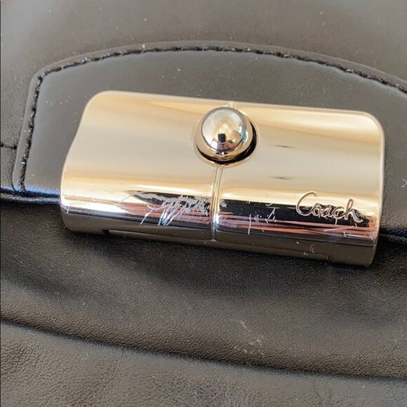 Coach Women's Black Leather Top Zip Satin Lined Crossbody Handbag 11.5"L X 8.5"H - Picture 7 of 12